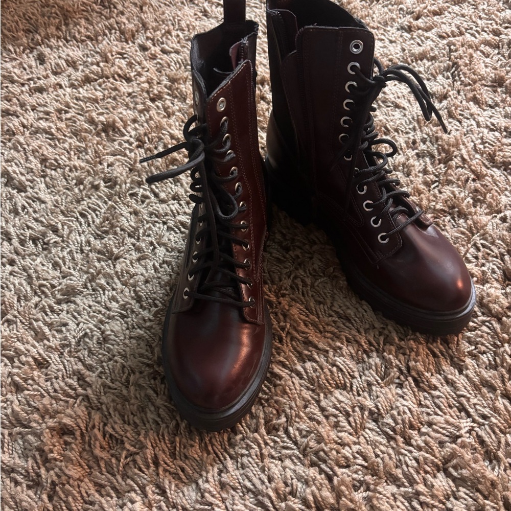 No Boundaries Dark Burgundy Combat Boots